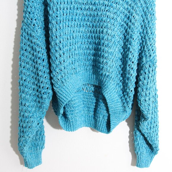 NWT Free People Coconut V-Neck Sweater Pristine Waters Loose Knit Oversized XL - Picture 5 of 13